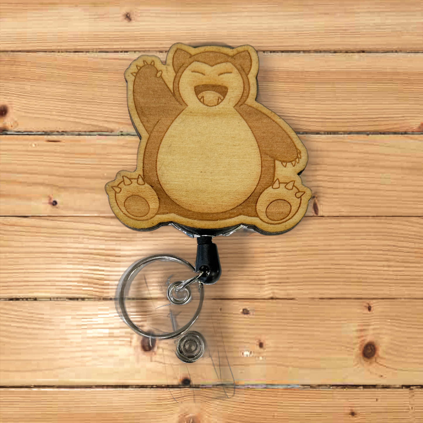 Happy Snorlax Retractable Badge Reel