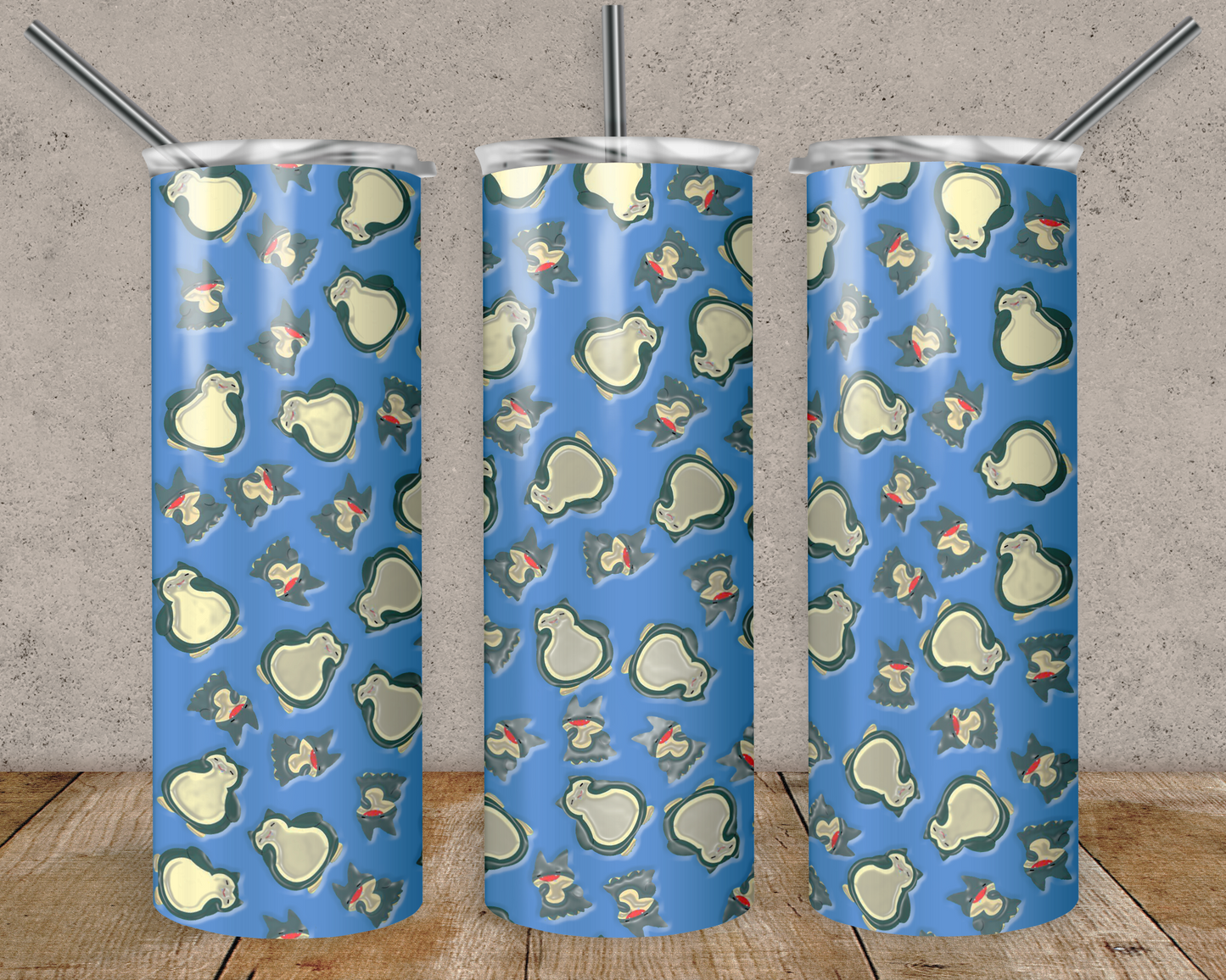Cute Snorlax Blue Tumbler
